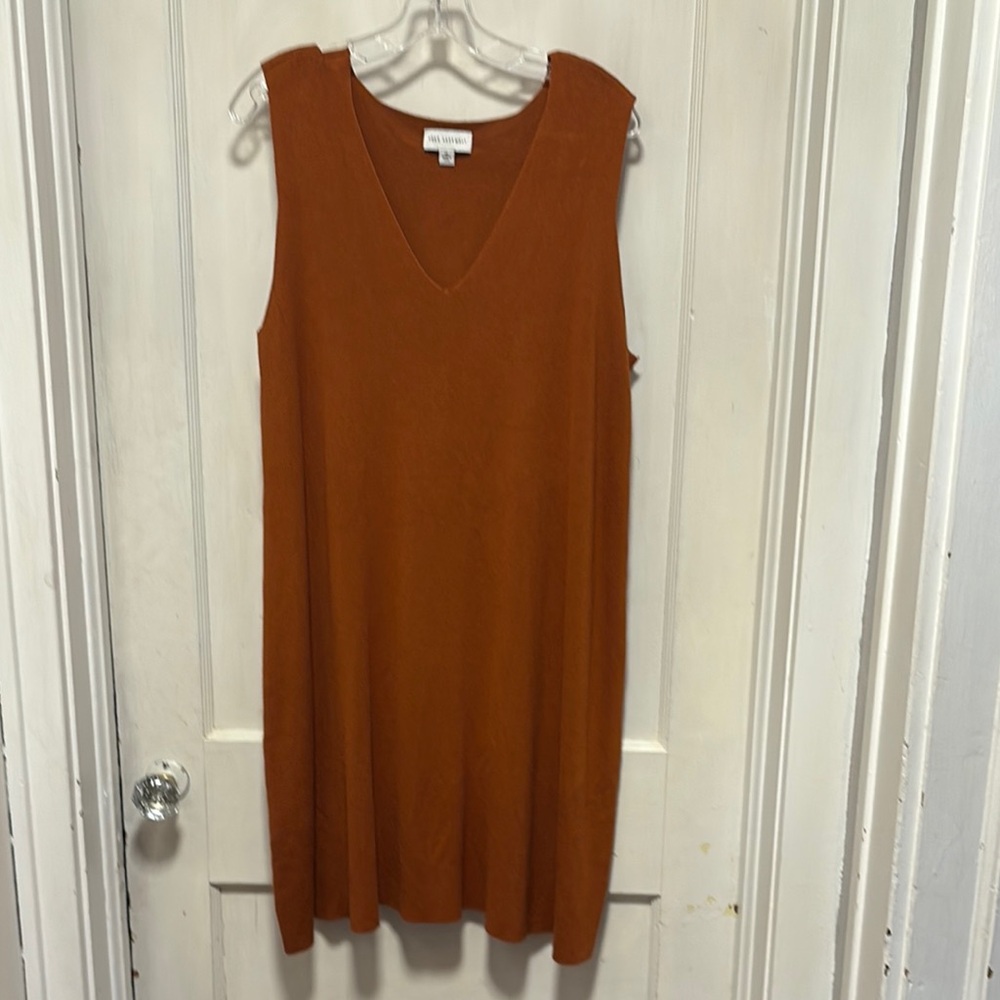 Free Assembly Burnt Orange Sleeveless V-Neck Knitted Dress X-Large